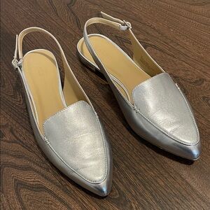 Talbots Poppy Silver Slingback Flats